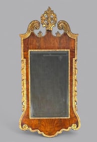 George II Walnut and Parcel Gilt Mirror, c.1750