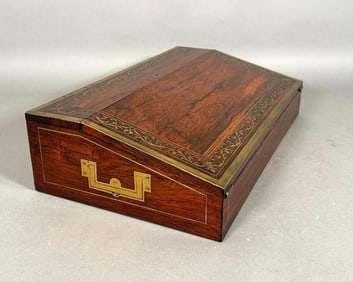 Regency Rosewood Lap Desk with Brass Inlay, c.1815