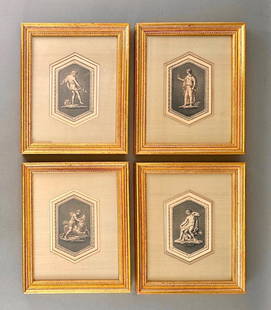 Four Framed Neoclassical Subject Prints: Four Framed Neoclassical Subject Prints, matted and framed in octagonal matting. Dimensions: 6 x 4 in. image size, 11.5 x 9.5 in. as framed. Condition: Very good.