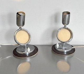 A Pair of German 1930's Bauhaus Chrome Lamps