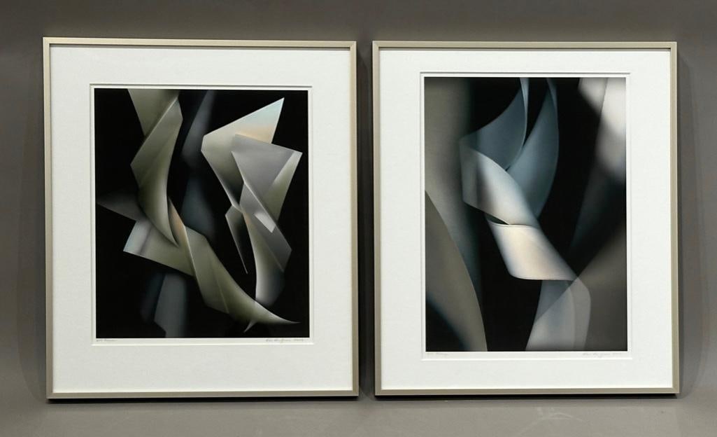 Kim Kauffman, Pair of Ilumitone Photo Collages, "Fugue" and "Milonga": Kim Kauffman (American, 20th/21st.c.) "Fugue," and "Milonga," 2008-2009, flat bed scanner photo collage, signed, titled and dated, from a numbered edition of 15, matted and framed. Dimensions: 19.75 x