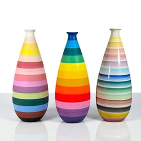 Three Bitossi Glazed Ceramic Vases, Designed by Aldo Londi