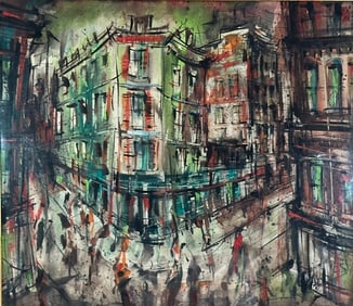 Richard Gosminski Watercolor, "Five O'Clock Rush"