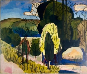 Ben Benn Mixed Media, Figure in a Landscape
