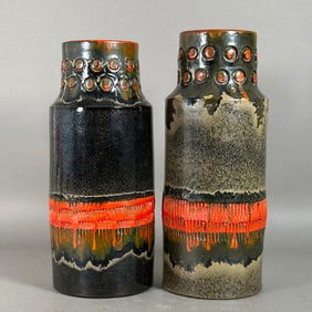 Two Alvino Bagni for Raymor Glazed Pottery Vases