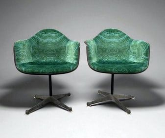 Pair of Charles and Ray Eames Molded Swivel Armchairs