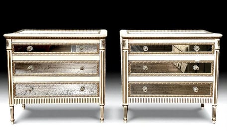 Pair of Julia Gray for E.J. Victor Louis XVI Style Mirrored Chests