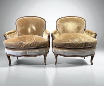 Pair of Larger Scale Louis XV Style Bergeres