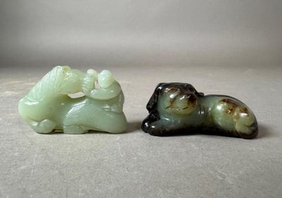 Two Chinese Carved Jade Figures