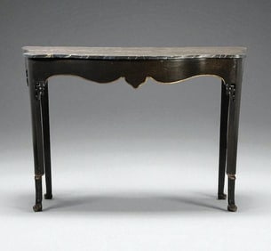 Minton-Spidell Ebonized and Faux Marbre Console Table