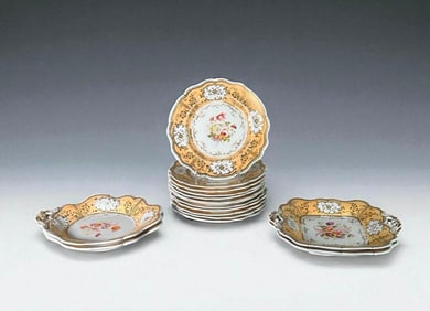 English Porcelain Dessert Service, 19thc.