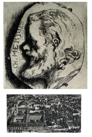 Felix Bracquemond Etching, "Charles Meryon" and another