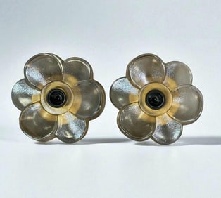 Pair of German Iridescent Flower Sconces, ca. 1950's