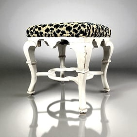 Regence Style White Painted Upholstered Tabouret