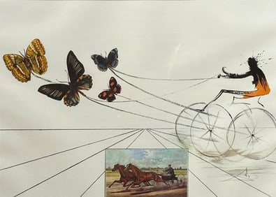 Salvador Dali Offset Lithograph Exhibition Poster, "Dali, Currier & Ives Interpretations"