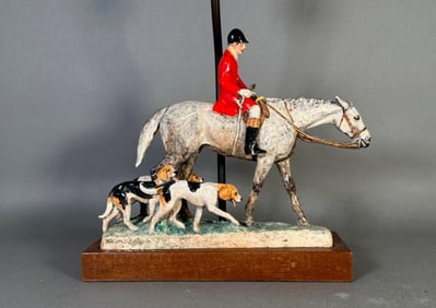 Kathleen Wheeler Crump Ceramic Group, Fox Hunter, Horse and Hounds
