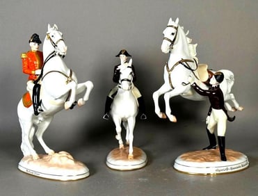 Three Vienna Porcelain Figural Groups of Lipizzaner Horses