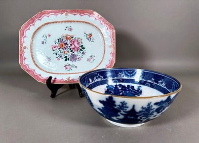 Chinese Export Nanking Punch Bowl and Export Platter