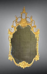 Chinese Chippendale Style Gilded Wall Mirror, Modern