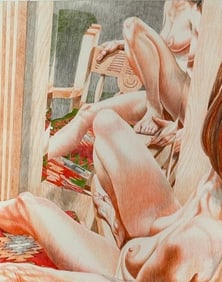 Philip Pearlstein Lithograph, "Fiesta Nude"