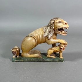 Peruvian Carved Huamanga Lion and Cubs