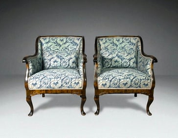 Fortuny Upholstered Art Deco Club Chairs, Danish