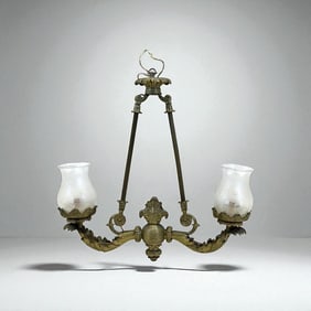 French Bronze Napoleon II Two Light Chandelier