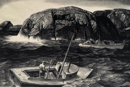 Stow Wengenroth Lithograph, "Maine Lobsterman"