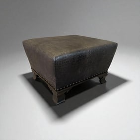 Faux Alligator Upholstered Ottoman