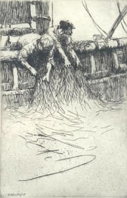Arthur Briscoe Etching, "Overhauling the Net"
