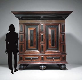 Antique Dutch Rosewood and Ebonized Kas, 19thc.