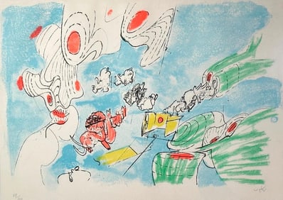 Roberto Matta Lithograph, "Hecatombe de Toros, Plate 6"