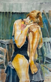 Henry Fusco Watercolor, Swimmer