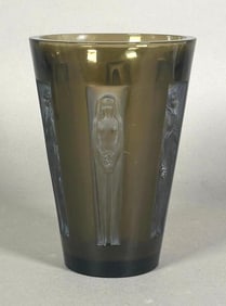 Rene Lalique "Gobelet Six Figurines" Topaz Colored Vase