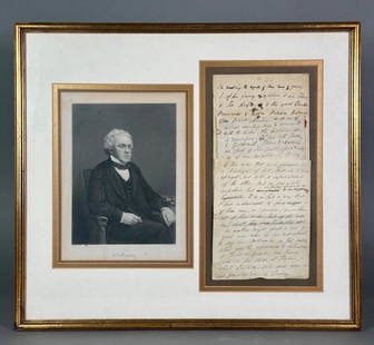William Makepeace Thackeray (1811–1863), Collection of Letters: Three pieces of manuscript in the handwriting of Thackeray, ca. 1852-53. Presumably the unpublished conclusions to one of his American Lectures on the English Humourists. Two 12mo pages and a small