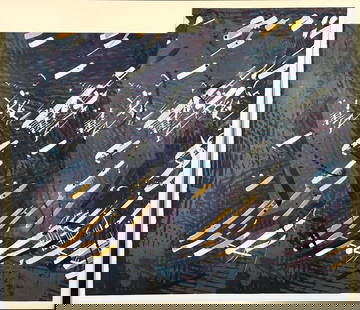 Sam Gilliam Screenprint and Offset Lithograph, "Harlem Nights ": Sam Gilliam (American 1933-2022) "Harlem Nights, " 1993, color offset lithograph and screenprint collage on paper, signed and dated in pencil lower right, titled lower left, numbered 5/30, float