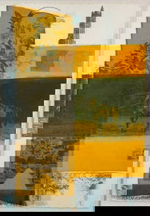 Robert Rauschenberg Silkscreen and Collage, "Arcanum VIII": Robert Rauschenberg (American 1925-2008) "Arcanum VIII," 1981, silkscreen in colors with collage, signed in pencil lower left, numbered HC 2/3, dated '81, printed at Styria Studios, New York. Float