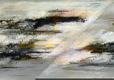 Attributed to Sohan Qadri, Untitled: Attributed to Sohan Qadri (Indian, 1932-2011) Untitled, oil on canvas, unsigned, framed. Dimensions: 19.5 x 27.5 in. canvas size, 26.5 x 34.5 in. as framed Condition: Very good with no damage or