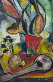 Leon Berkowitz Oil, Still Life with Mandolin