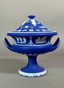 Wedgwood Jasperware Covered Bowl on Pedestal, English, 19th century