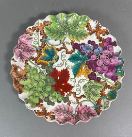 Ten Copeland Polychrome Grapes & Vines Dessert Plates, English ca. 1878-1880