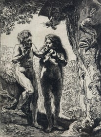 After Rembrandt Harmensz Van Rijn, Etching, Adam and Eve