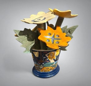 Beau Kvenild Glazed Ceramic Sculpture, "Flower Pot"