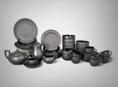 Wedgwood Black Basalt Part Table Service, Modern