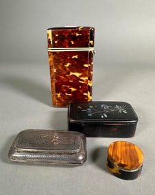 Four Antique Snuff Boxes and Cases