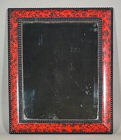Antique Faux Tortoise and Ebonized Wood Wall Mirror