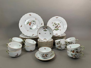 Herend Porcelain Rothschild Bird Pattern Part Dinner Service