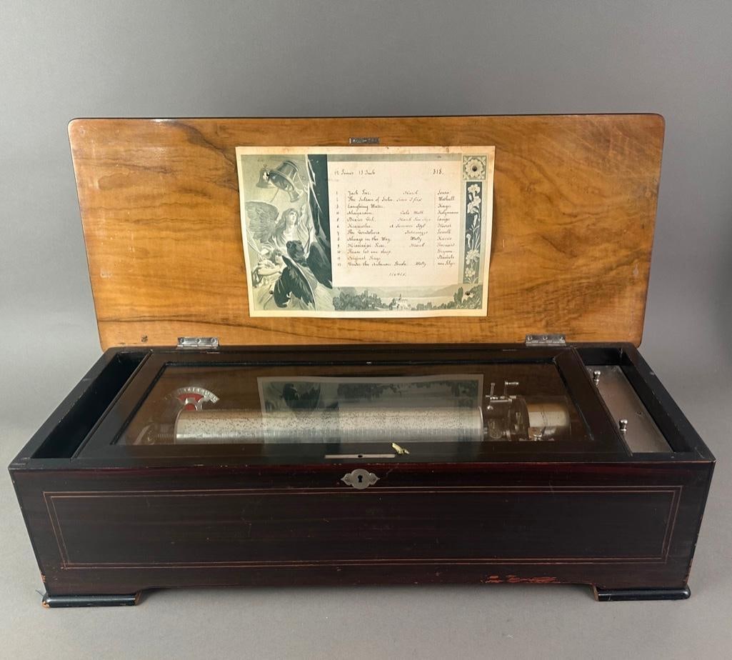 A Swiss Cylinder Musical Box, Late 19thc. (1 of 19)