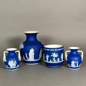 Wedgwood Group of Dark Blue Jasperware, English, 19th century