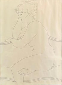 Joseph Hirsch Drawing, Seated Nude